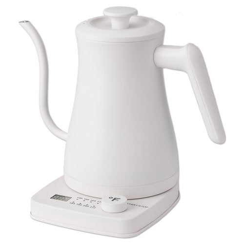 1.0L 1500W Gooseneck Electric Kettle - Stainless Steel Interior - Rapid-Boil - Auto Shut-Off, Boil-Dry Protection, Temperature Control, LED Indicator - White by The Display Guys