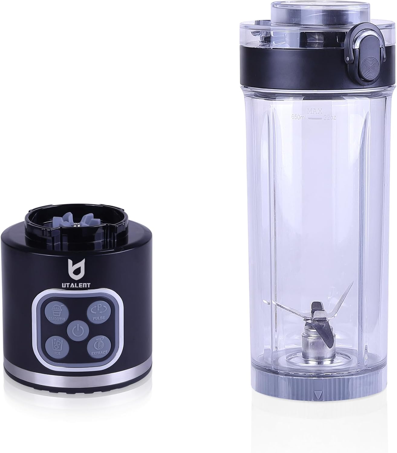 UTALENT Cordless Portable Blender - 700W Personal Blender for Smoothies & Ice Crush | 25 oz, USB-C Rechargeable, Black