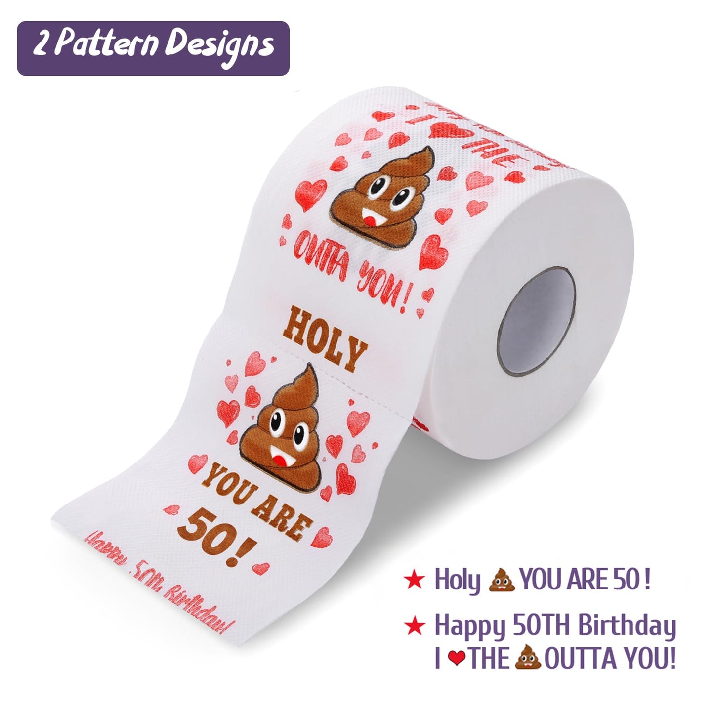 50th Birthday Gifts for Women, Men, Her, Him - Happy Prank Toilet Paper - 50th Birthday Decorations, Party Supplies Favors - 50 Years Old Funny Gag Gift Ideas, Novelty Bday Present for Friends, Family