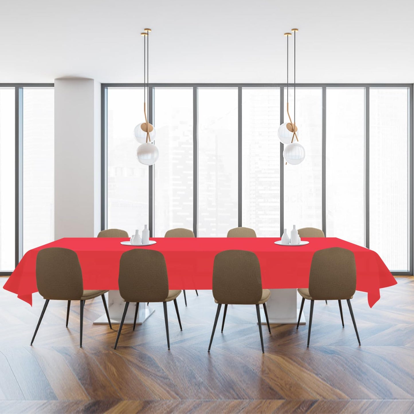 YSYJ 3 Pack Red Plastic Tablecloth Disposable Rectangular Table Cloth 54 x 108 Inch Table Cover for Parties