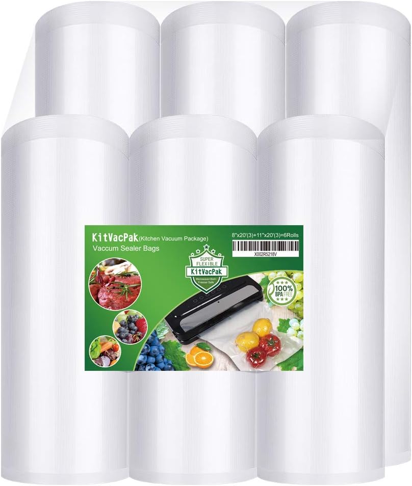 Regine Switzerland Vacuum Sealer Bags - Heavy Duty BPA-Free Rolls | 6 Pack (3 Rolls 8"x20', 3 Rolls 11"x20')