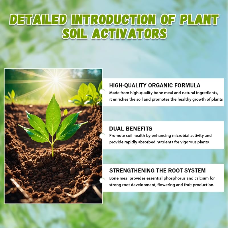 Organic Bone Meal Plant Food by Soil Activator - Boosts Root Growth for Indoor & Outdoor Plants | 2-Pack