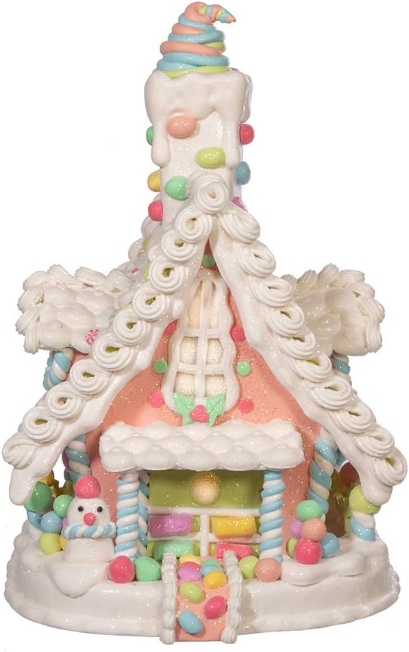Kurt S. Adler 12.5-Inch Light-Up Pastel Gingerbread House - Battery-Operated Holiday Decor