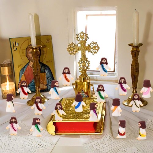 Fyjous Easter Egg Fillers - 90 Pack Mini Jesus Figurines for Basket Stuffers & Hide and Seek