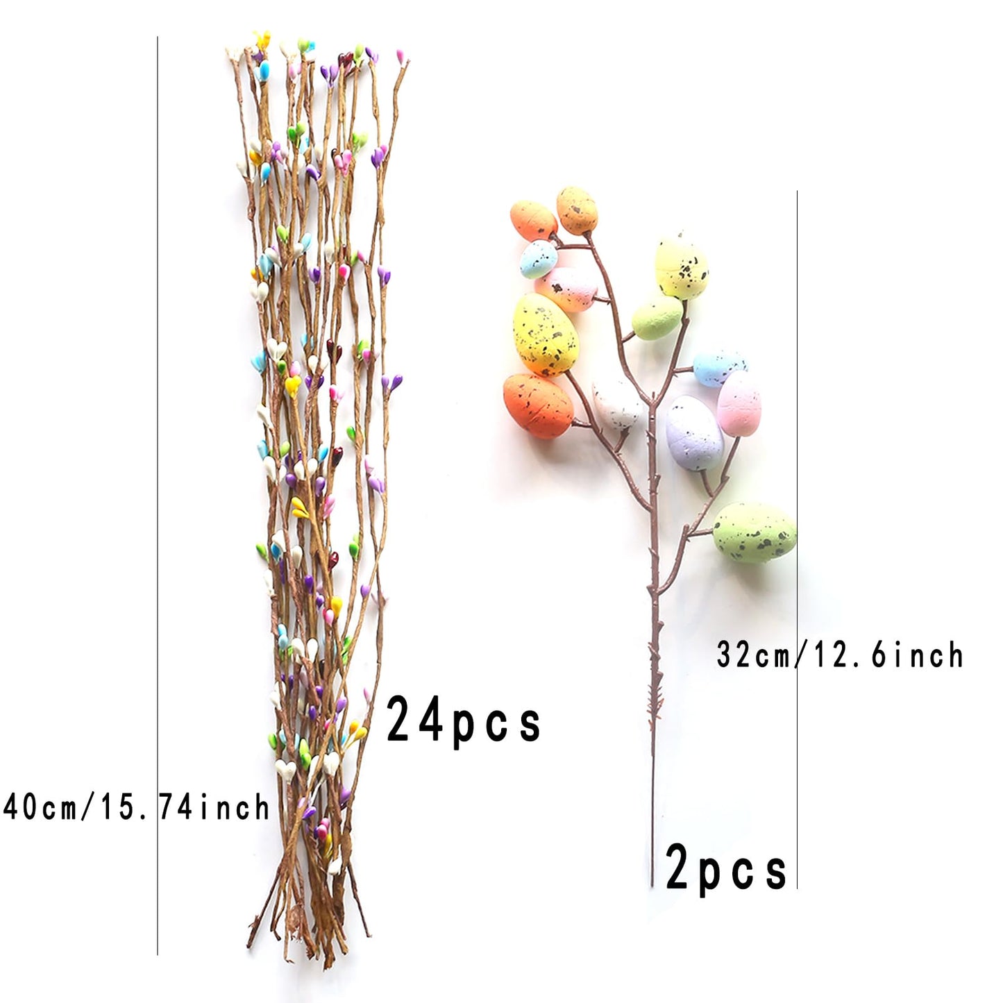 ToBeIT 26pcs Easter Egg Flower Stems Decorations Artificial Easter Spray Vine Eggs Spring Flowers with Easter Egg for Flower Arrangements Wreath Centerpiece