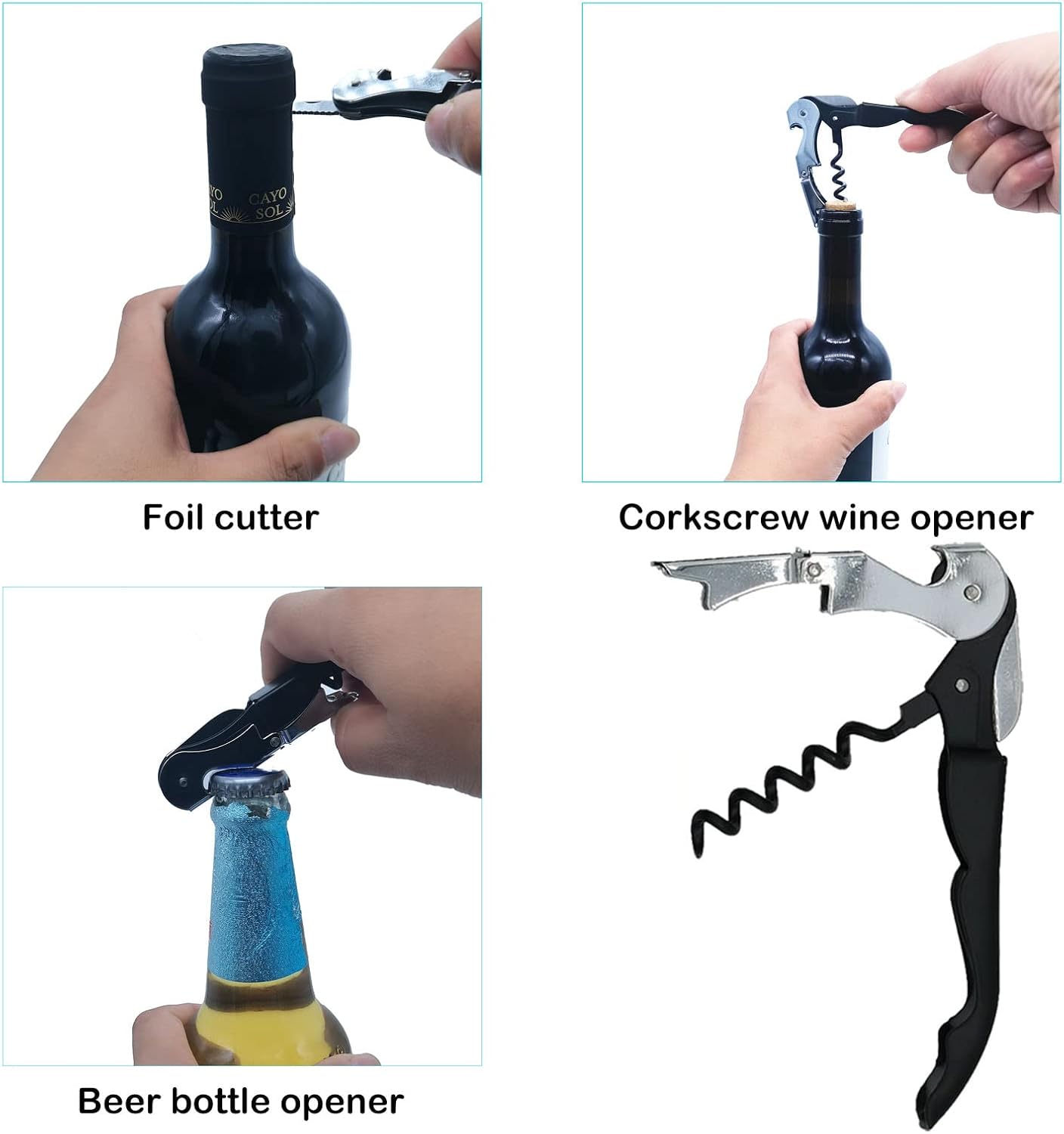 Otstar Jar Opener for Seniors - Multi-Function Bottle Opener with Non-Slip Grip & Corkscrew