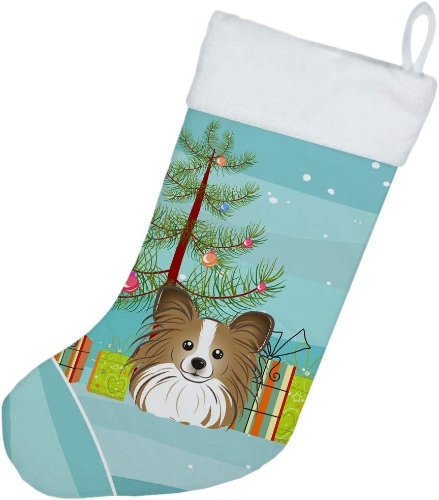 Shih Tzu Christmas Stocking - Chocolate Brown Dog Holiday Decor for Fireplace