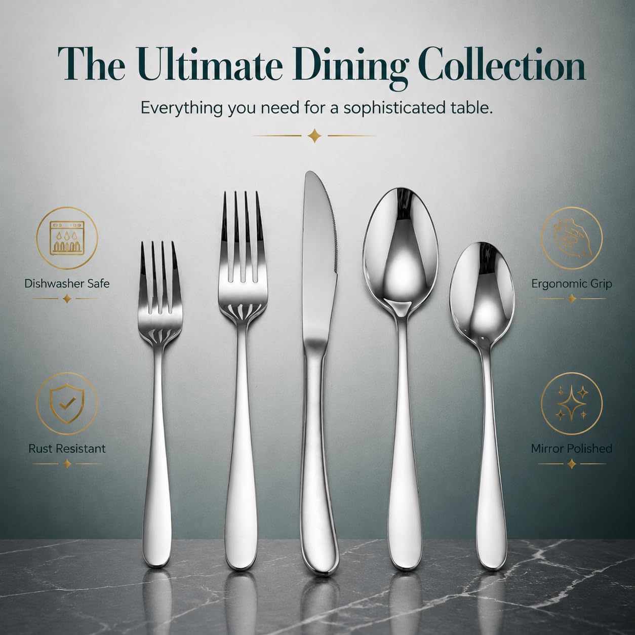 HaWare Silverware Set for 4, 20-Piece Heavy Duty Stainless Steel Flatware Utensils, Food Grade Cutlery Set Including Knife Fork and Spoon, Modern Tableware for Home and Restaurant, Dishwasher Safe