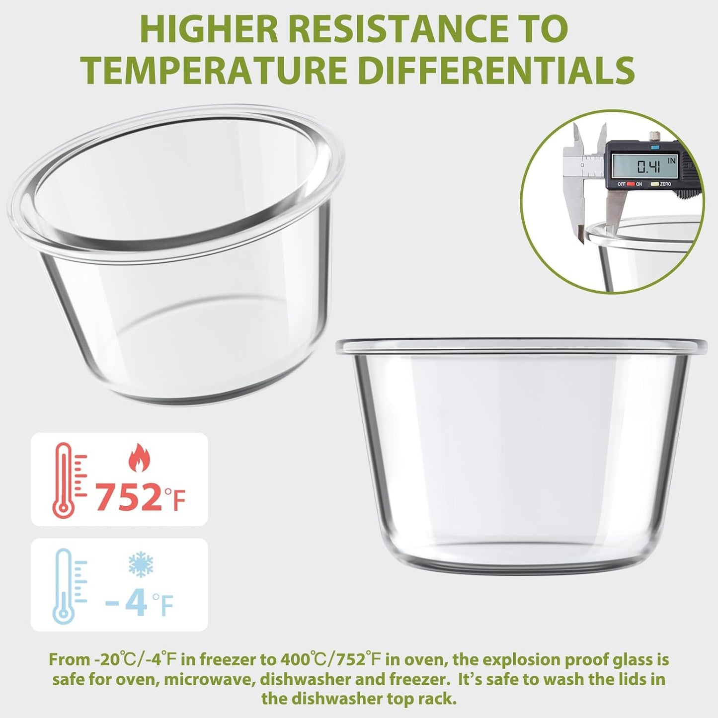 Skiennix 16oz Glass Meal Prep Containers - Airtight BPA-Free Borosilicate Glass | 4-Pack for Leftovers
