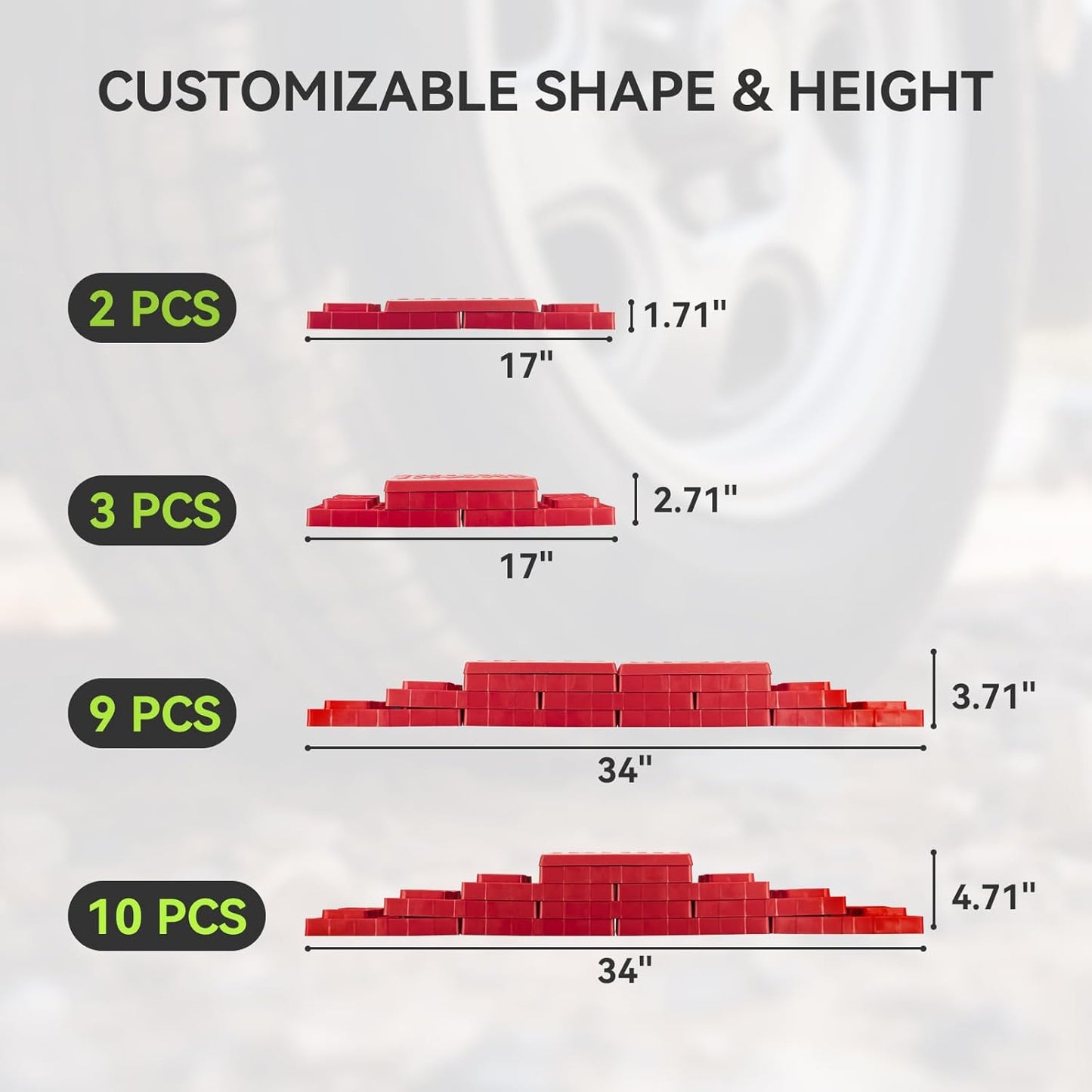RVMATE RV Leveling Blocks - Heavy Duty 12 Pack for Stable Trailer Support | Red Color