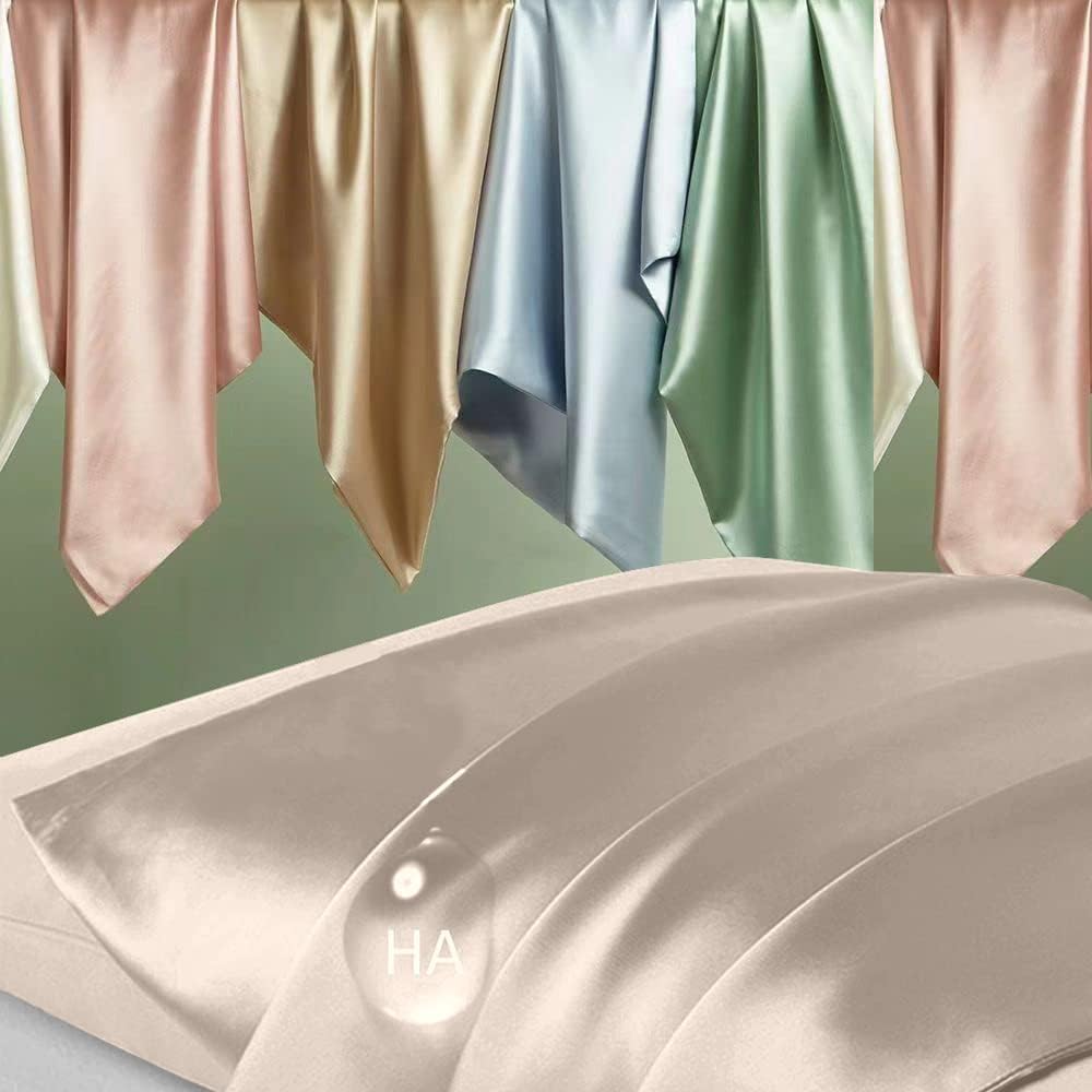 Mulberry Silk Pillowcase - Anti-Acne Cooling Sleep Pillow Cover | Standard Size, Champagne Color