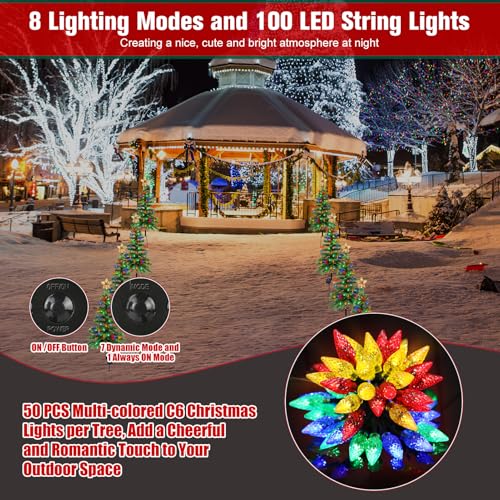 Solar Christmas Trees Lights Outdoor, Powered Xmas Tree Stake Outside