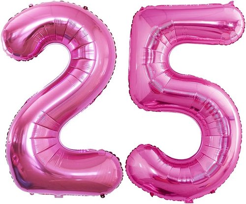 GOER Jumbo 42-Inch Hot Pink Number 25 Balloons - Perfect for 25th Birthday Party Decorations | Helium-Ready