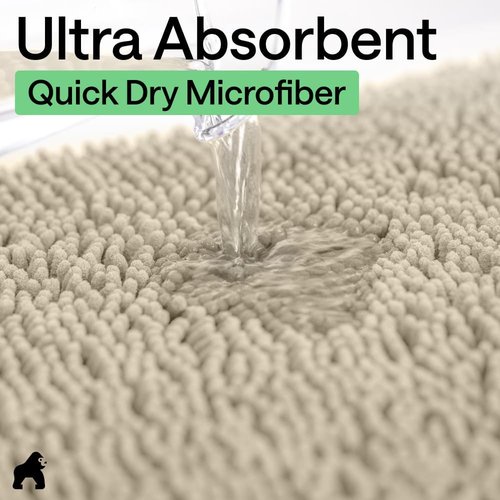 GORILLA GRIP Bath Rug Mat - Thick Soft Absorbent Chenille | Quick Dry Microfiber, 44x26 Inches, Washable