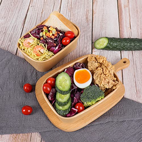 Disposable Kraft Paper Bowls with Lids - 25oz, Pack of 50