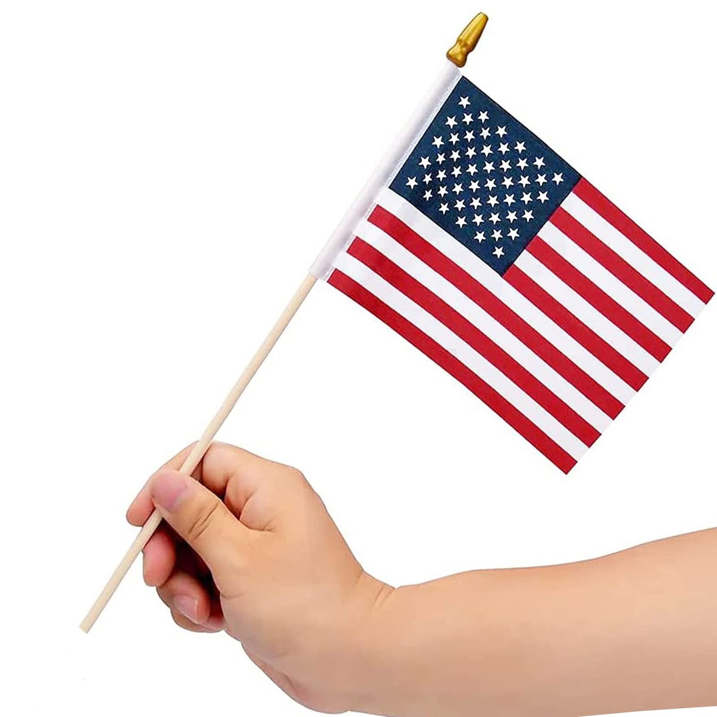 100 Pack Small American Flags on Stick, 4x6 Inch Small US Flags/American Flags for Outside, Mini Hand Held Stick Flags, Memorial Day,250 Anniversary, 4th of July Decorations,Patriotic Decorations
