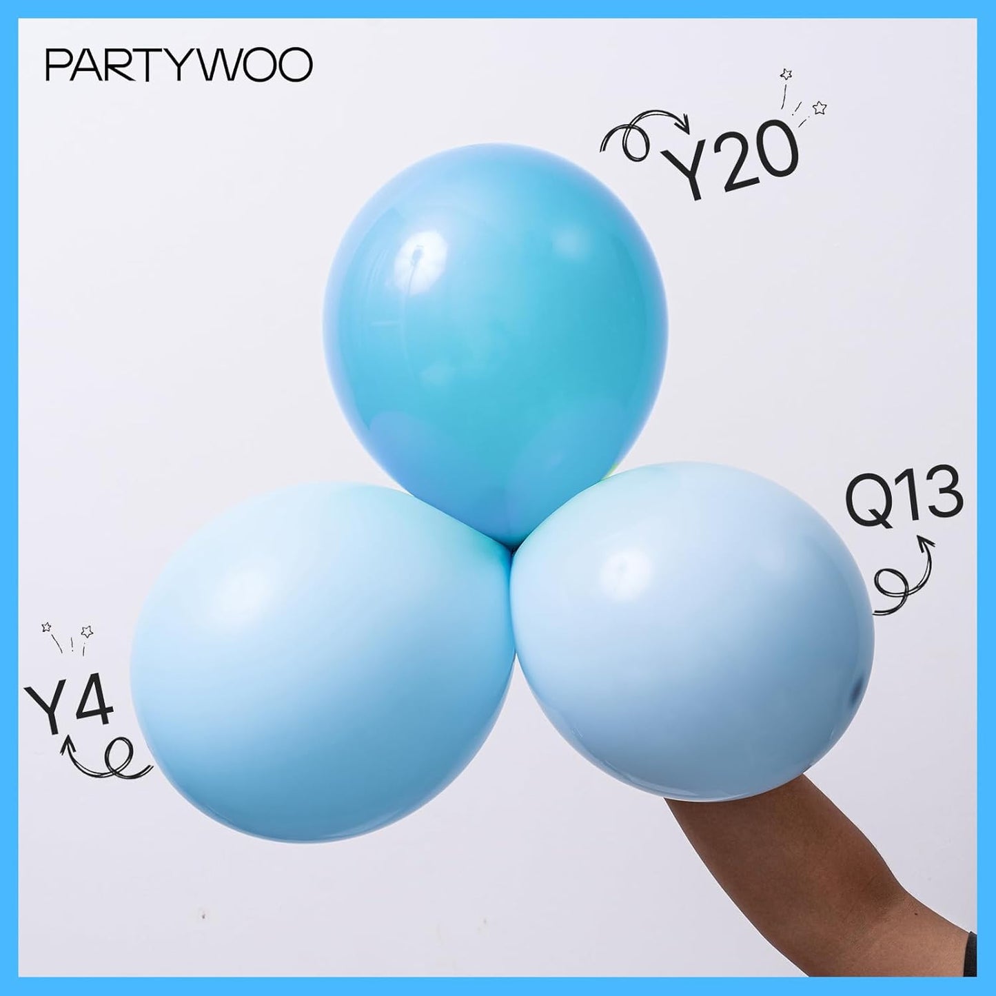 PartyWoo Light Blue Balloon Arch Kit - 152pcs in Various Sizes for Birthday, Baby Shower & Graduation Decor