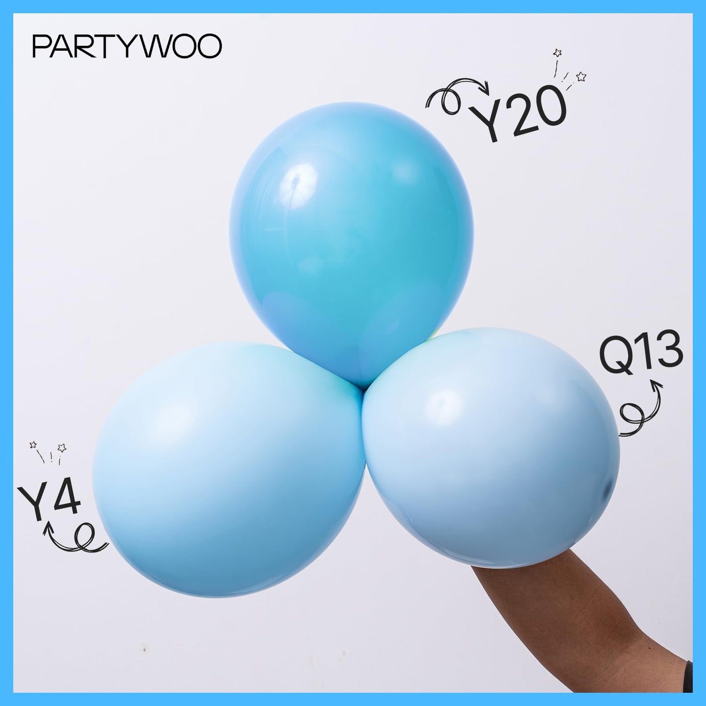 PartyWoo Baby Blue Balloons 100 pcs Different Sizes of 36 18 12 10 5 Inch Light Pastel Sky Aqua Blue Balloon Arch Kit Garland for Graduation Baby Shower Gender Reveal Party Decorations Blue-Q13