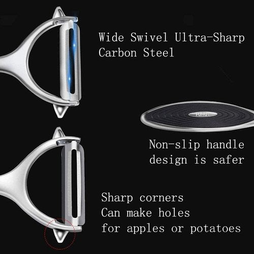 FUHUY Vegetable Peelers - Y-Shaped & I-Shaped Stainless Steel with Ergonomic Handle | 2-Pack