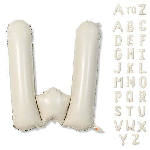 40 Inch Custom Letter Balloons, Giant Alphabet W Foil Name Ballon Cream White, Mylar Self Inflating Balloon Beige Letters W Decor, Helium Letter Customize Balloons for Women Birthday Party Decoration