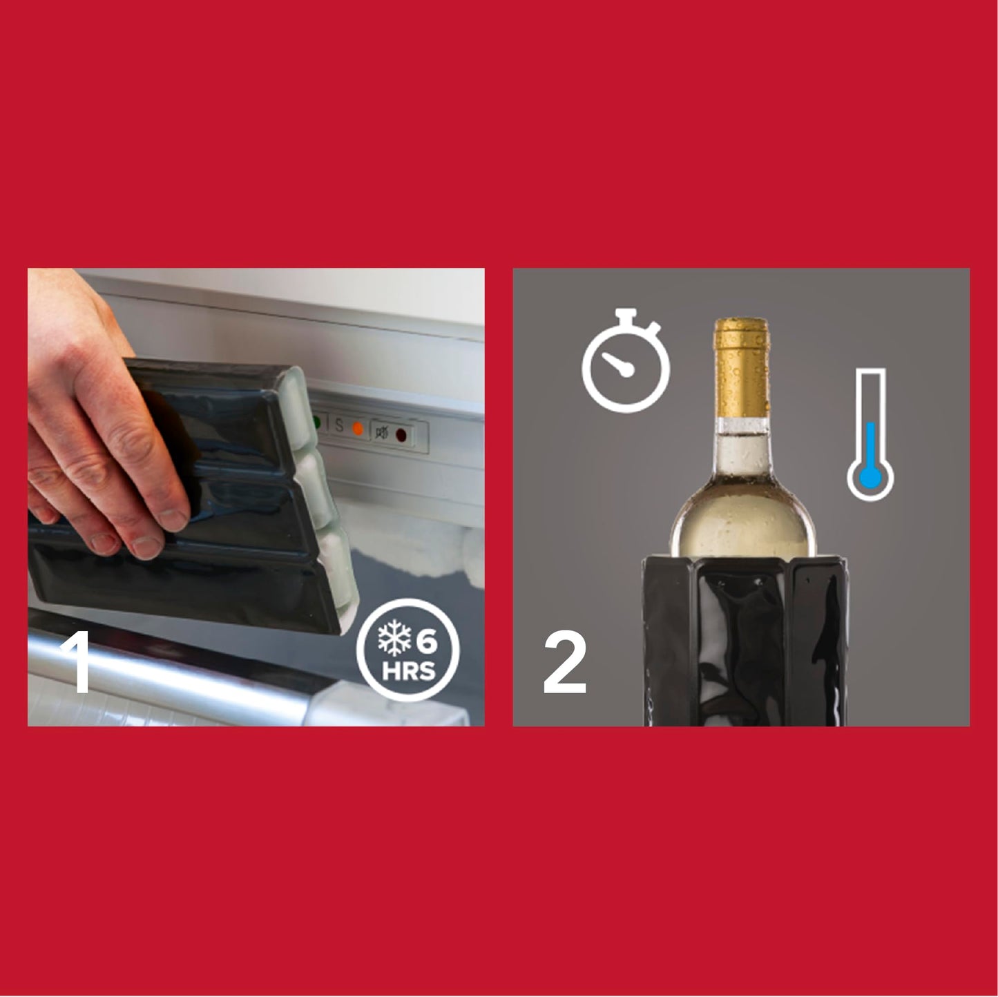 Vacu Vin Wine Cooler Sleeve – Platinum – Flexible Rapid Wine Bottle Chiller – Reusable Ice Pack Sleeve – Elegant & Portable – Fits 750ml Bottles – Keeps Wine Cold in Minutes