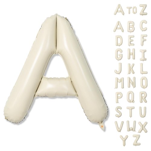 Cream A Letter Balloons, 40 Inch Alphabet Foil Name Beige, Large Self Inflating Letters A, White Sand Mylar Helium Custom for Girls Birthday Party Baby Shower Decoration