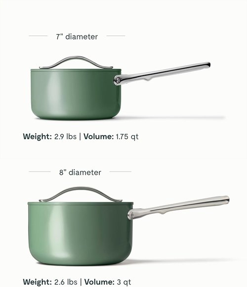 Caraway Nonstick Ceramic Sauce Pan - 3 Qt, Non-Toxic & Oven Safe | Compatible with All Stovetops - Sage