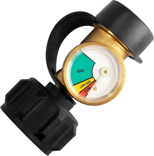 DOZYANT Propane Tank Gauge - Leak Detector & Gas Pressure Meter for RVs, BBQ Grills & Heaters | Type 1 Connection