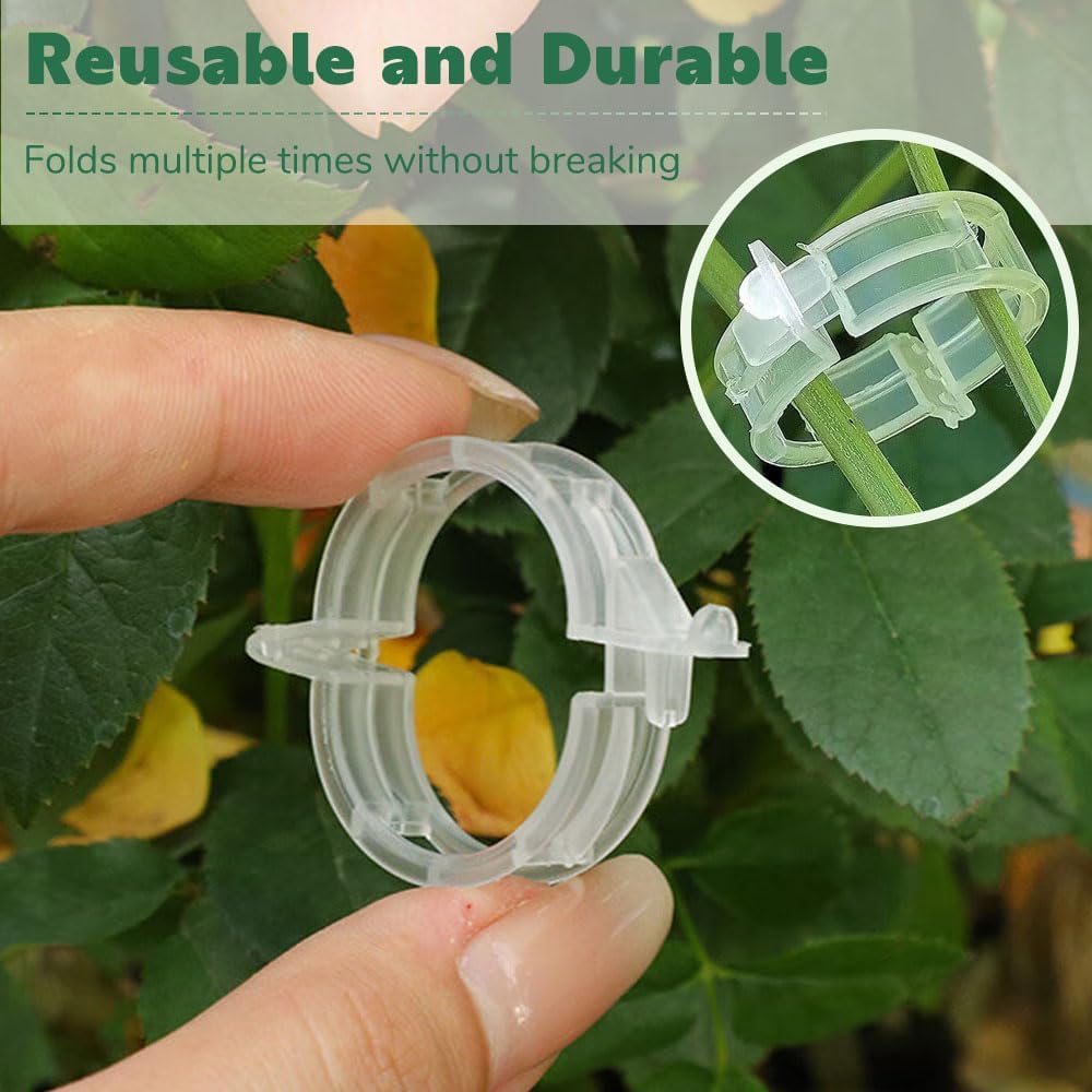 Skiennix Plant Clips - 100Pcs Upgraded Plastic Support for Climbing Plants | Green Tomato & Grape Vine Clips