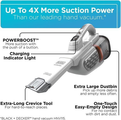 BLACK+DECKER Handheld Vacuum - Cordless, Portable Design with Powerful Suction & Extended Runtime | AdvancedClean+ (HHVK320J10)