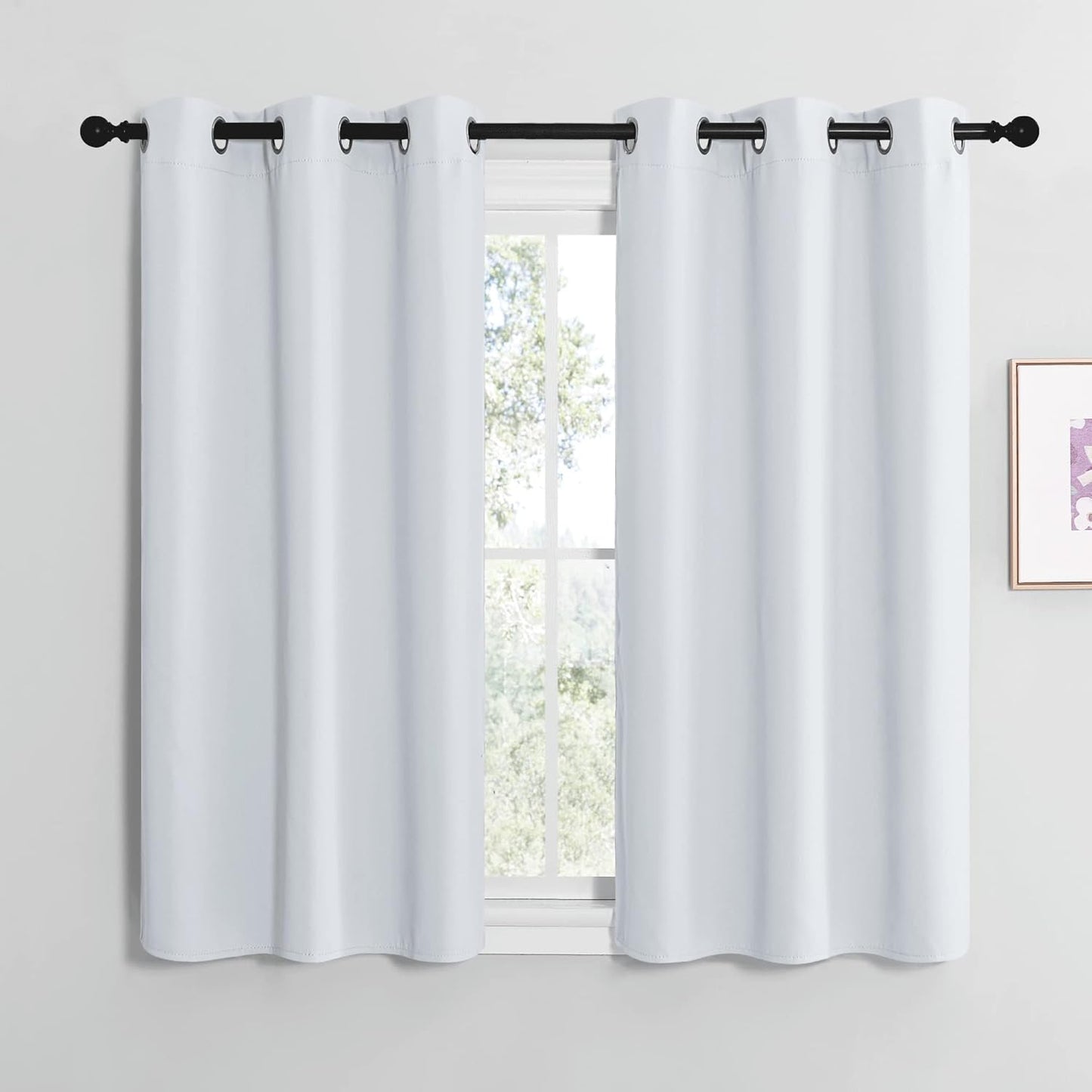 NICETOWN Blackout Curtain Panels - Thermal Insulated Grommet Top Drapes | Greyish White, 34"x36" (2 Panels)
