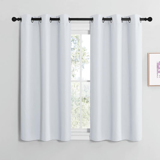 NICETOWN Blackout Curtain Panels - Thermal Insulated Grommet Top Drapes | Greyish White, 34"x36" (2 Panels)