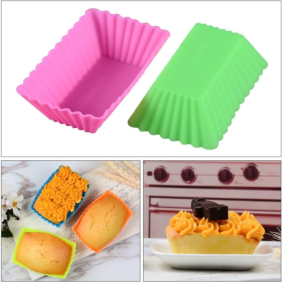 Skiennix Silicone Baking Cups | 24 Pcs Reusable Cupcake Liners in Round, Rectangular, Square & Flower Shapes
