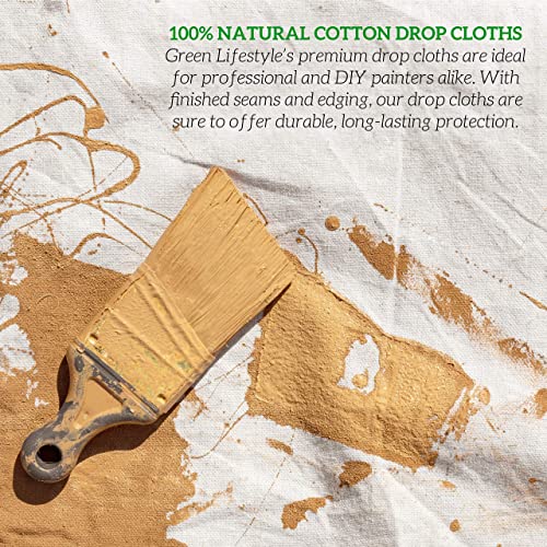 All Purpose Canvas Drop Cloth - Heavy Duty 12x15 ft Reusable Floor & Surface Protector - Green Lifestyle