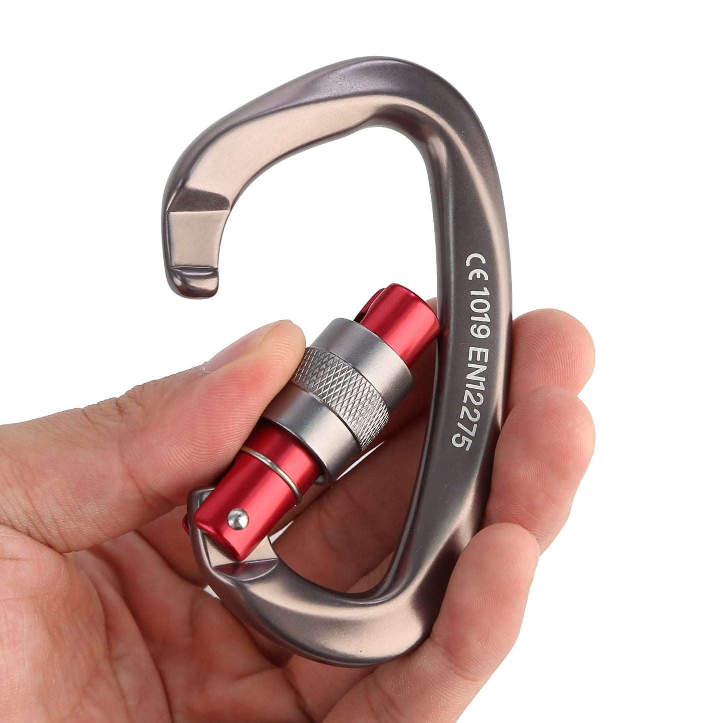 XINDA Screwgate Locking Carabiner Clip - Professional Rock Climbing Carabiner Screw Lock,Heavy Duty Carabiners for Climbing,Mountaineer,Hammock,Camping,Outdoor Equipment (5 pcs Gray)