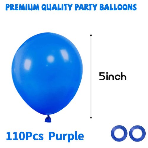 Blue Balloons 110Pcs, 5 Inch Small Blue Latex Party Balloons, Mini Thick Blue Balloons for Birthday Wedding Baby Shower Decorations.