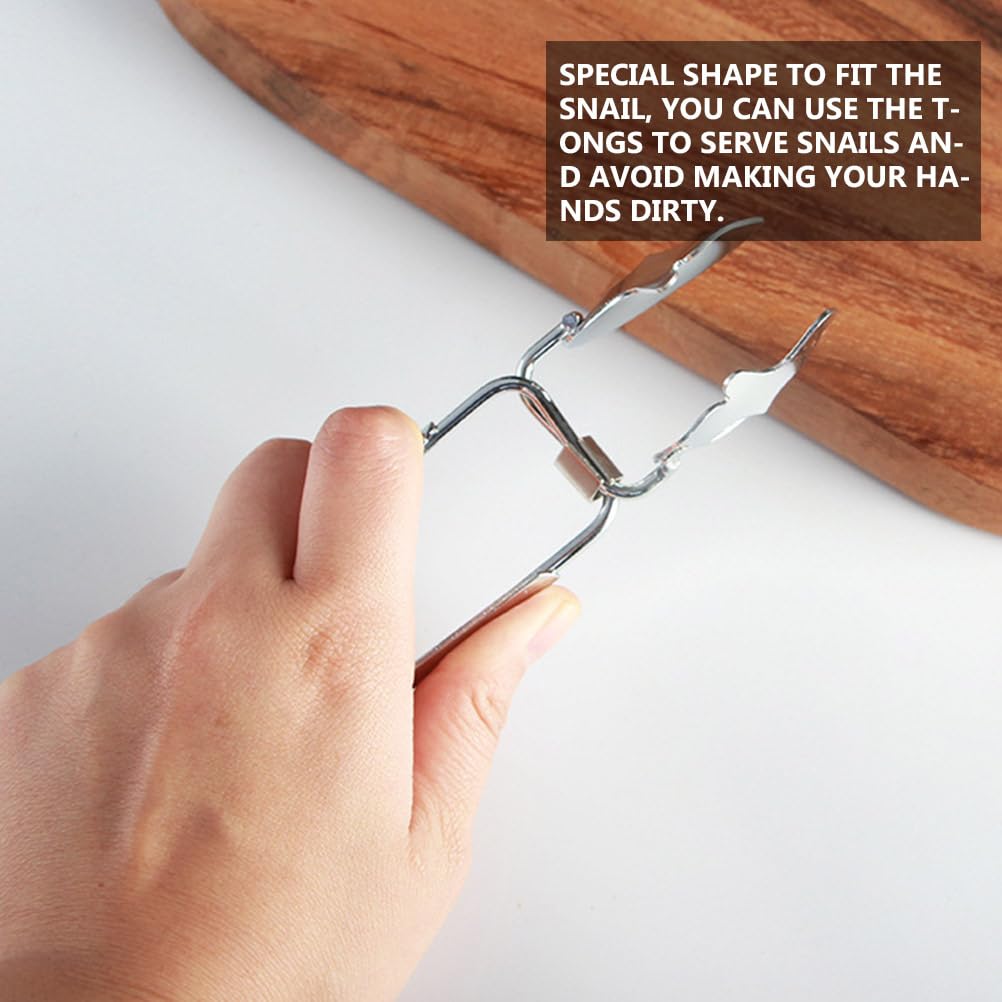 Luxshiny 6 Pcs Stainless Steel Escargot Tongs Snail Tong Food Serving Clips with Ergonomic Handles for Kitchen Dining and Seafood Serving