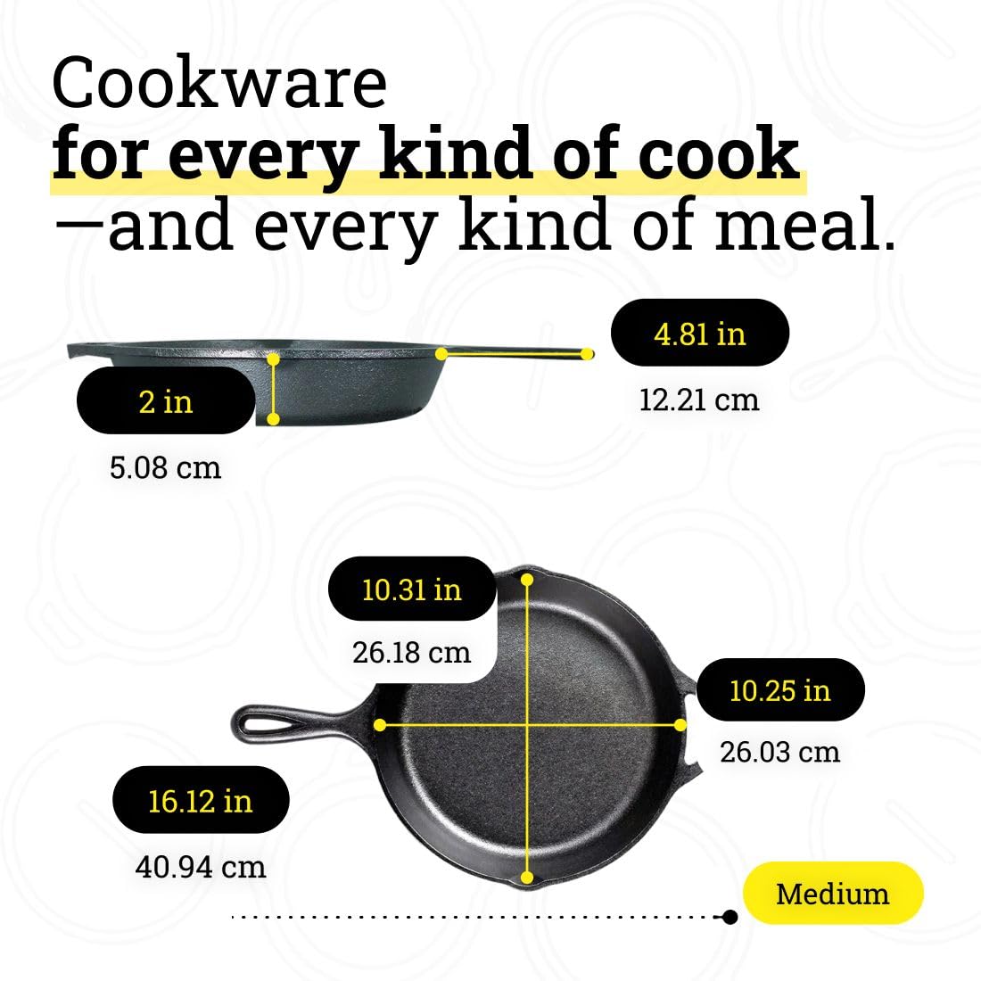 Lodge Seasoned Cast Iron Skillet Set 8, 10.25 & 12 Inches - PFAS-Free, Non-Toxic Cookware - Use with an Oven, Stove, Grill, or Campfire - Naturally Non-Stick & Oven Safe