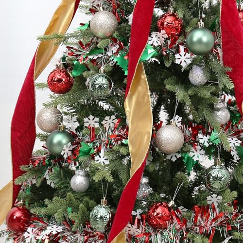 RoseCraft 30PCS Red Green Gold Christmas Ornaments Set for Xmas Tree Decorations