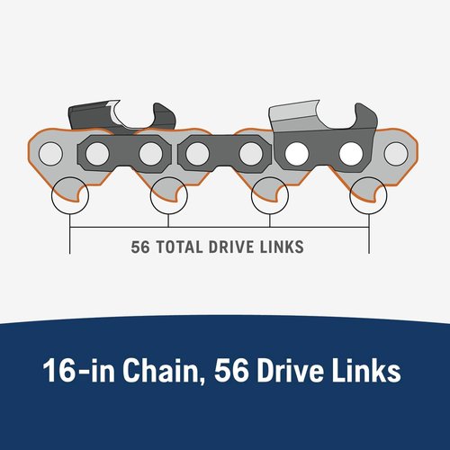 Husqvarna X-Cut S93G Chainsaw Chain - 16 Inch, 3/8" Mini Pitch, Low Kickback, Pre-Stretched, Gray