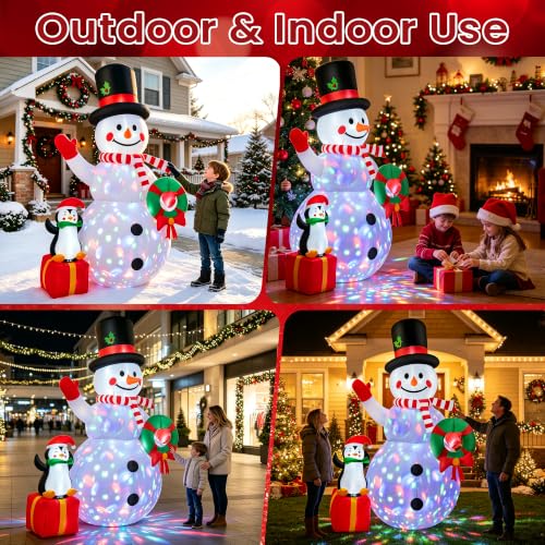 8FT Inflatable Snowman Christmas Yard Decor with LED Lights