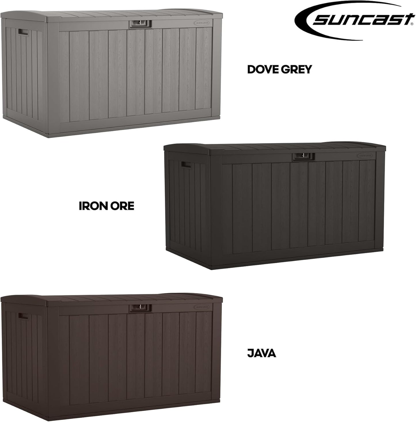 Suncast Extra-Large Outdoor Patio Deck Box - 134-Gal Resin Storage Solution for Cushions & Tools | Dove Gray