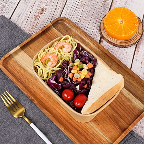 Disposable Kraft Paper Bowls with Lids - 25oz, Pack of 50