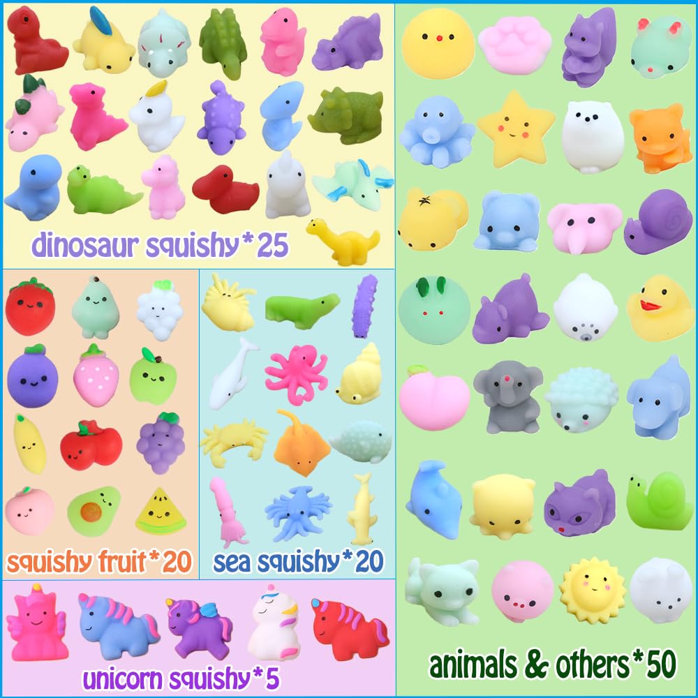 120Pcs Random Mochi Squishy Toy Bulk, Kawaii Squishy Fidget Toys Squishies for Kids Christmas Party Favors, Goodie Bag Stuffers, Birthday Gifts, Classroom Prizes, Carnival Prizes