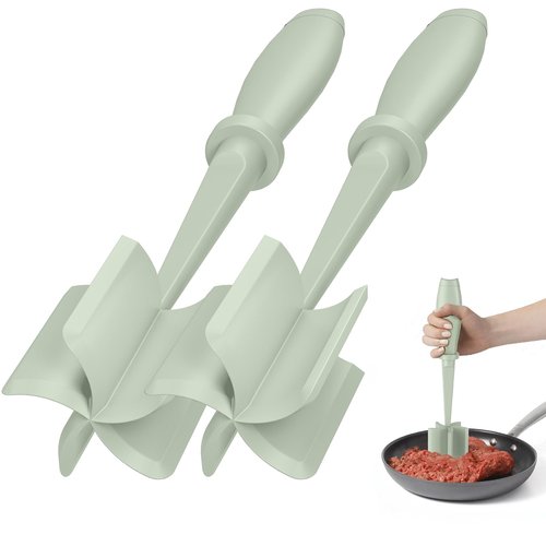 2Pcs Meat Chopper, Hamburger Grinder, Premium Heat Resistant Smasher for Ground Beef, Burger Grinder Nylon Potato Mix Tool-Green