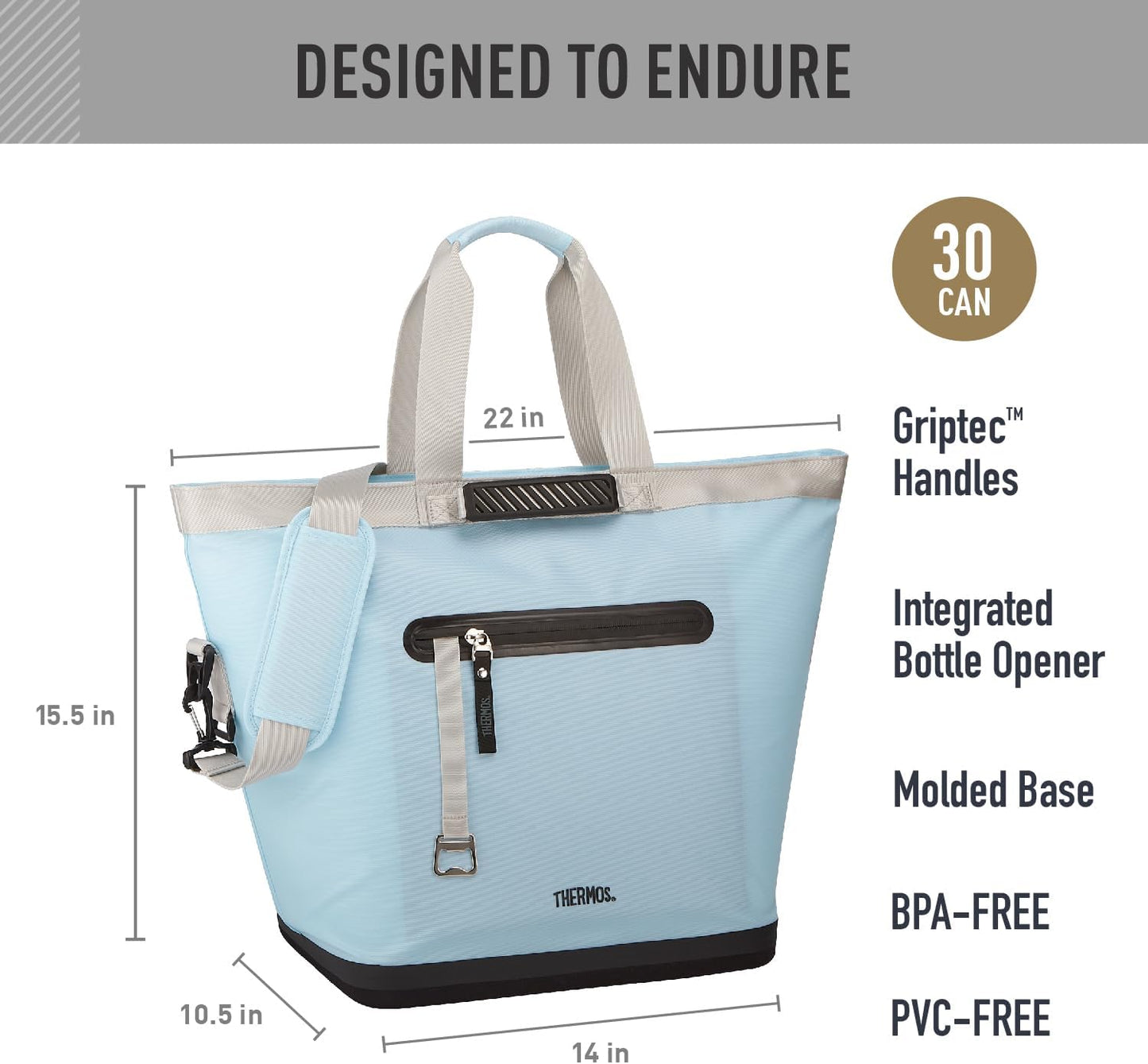THERMOS ICON Series 30 Can Cooler Tote - Insulated Design for Outdoor Adventures | Glacier Color