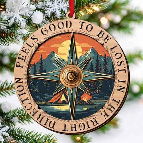 FLAGWIX Christmas Camping Gifts for Men Women - Wooden Christmas Ornaments 2025 for Tree Decorations - Camping Ornament for Home Decor, Gifts for Campers Who Have Everything, Gift Idea for Campers
