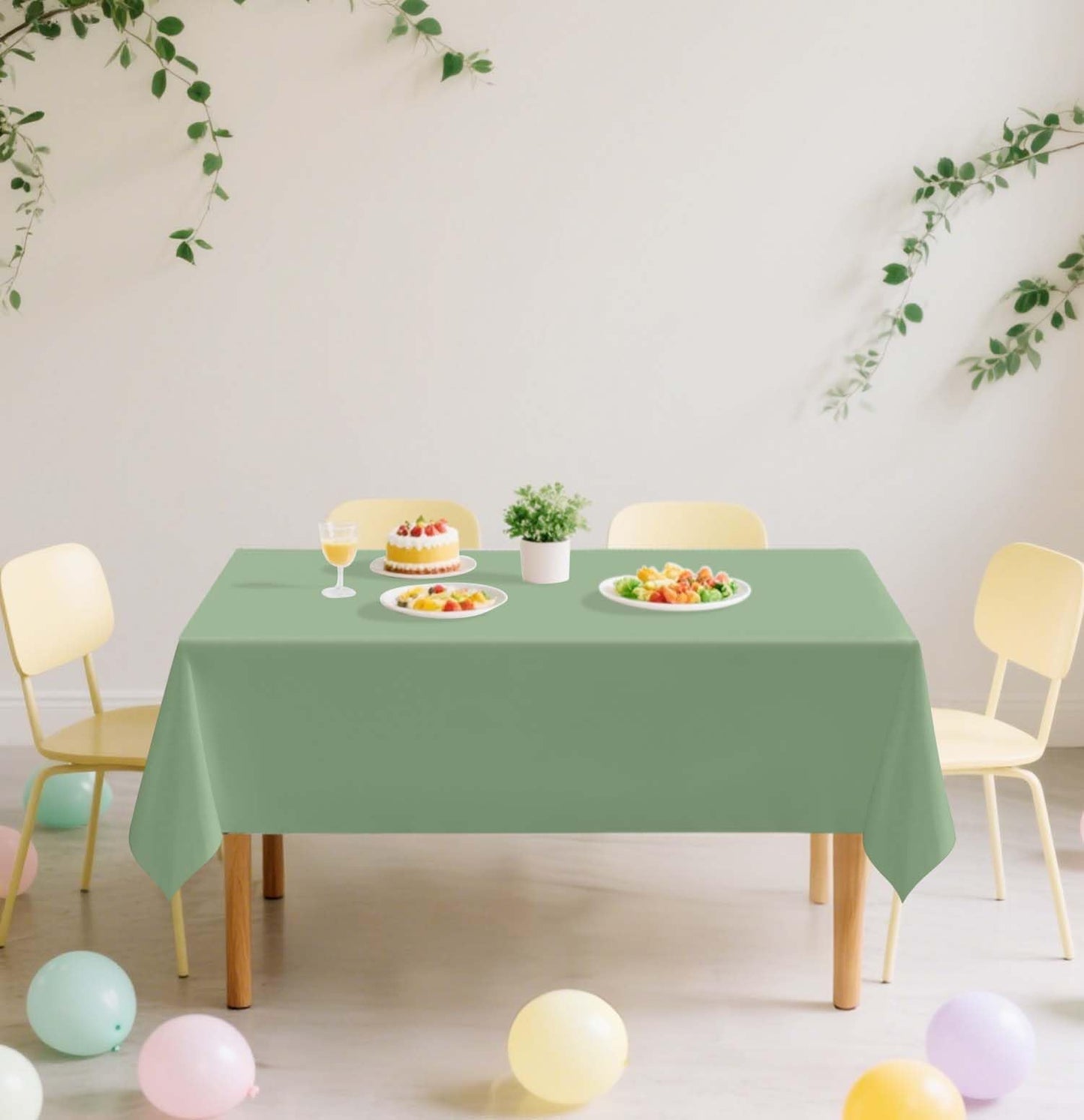 SietDESEO 2 Pack Sage Green Plastic Tablecloth Rectangle 54 x 108 Disposable Light Green Table Cloth Plastic Waterproof Sage Table Cover for Birthday Wedding Baby Shower Party Decorations