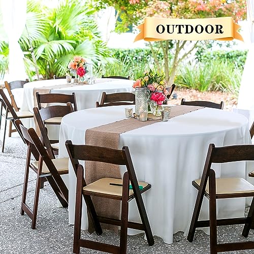 White Round Tablecloth 90 Inch Pack of 6 Fits 30-72 Inch Tables - Sancua