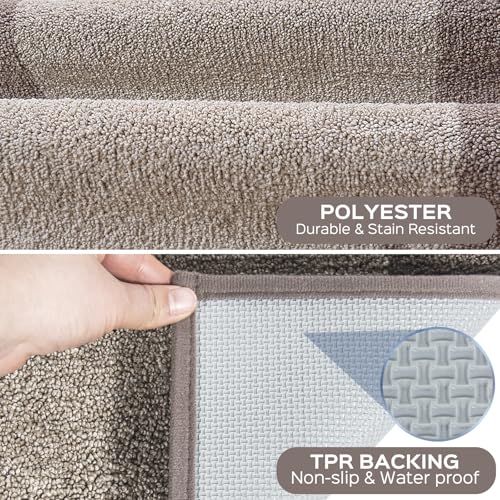 Beige 24x70 Inch Kitchen Runner Rug Non-Slip Absorbent Floor Mat for Hallway & Kitchen